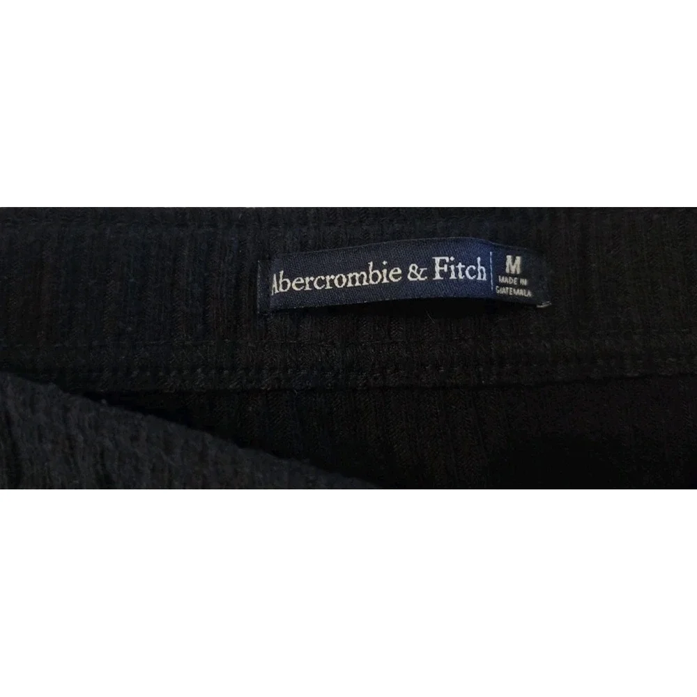 Abercrombie & Fitch Black Ribbed Side Slit Midi Skirt Minimalist Academic Preppy
